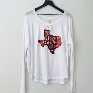 New! Texas A&M University Since 1876 Gig’em Aggies Dolman Long Sleeve Jersey Top